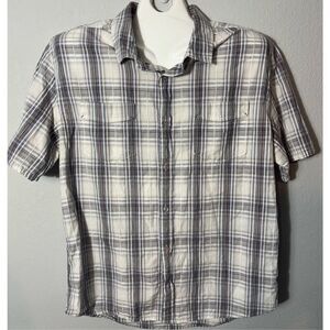 HORNY TOAD Men's Shirt Button Up 2XL Plaid 100% Organic Cotton Short Sleeve